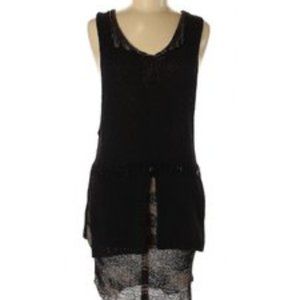 Mon Tricot vintage sleeveless knit sweaterswim cover Layered Tunic sweater Black